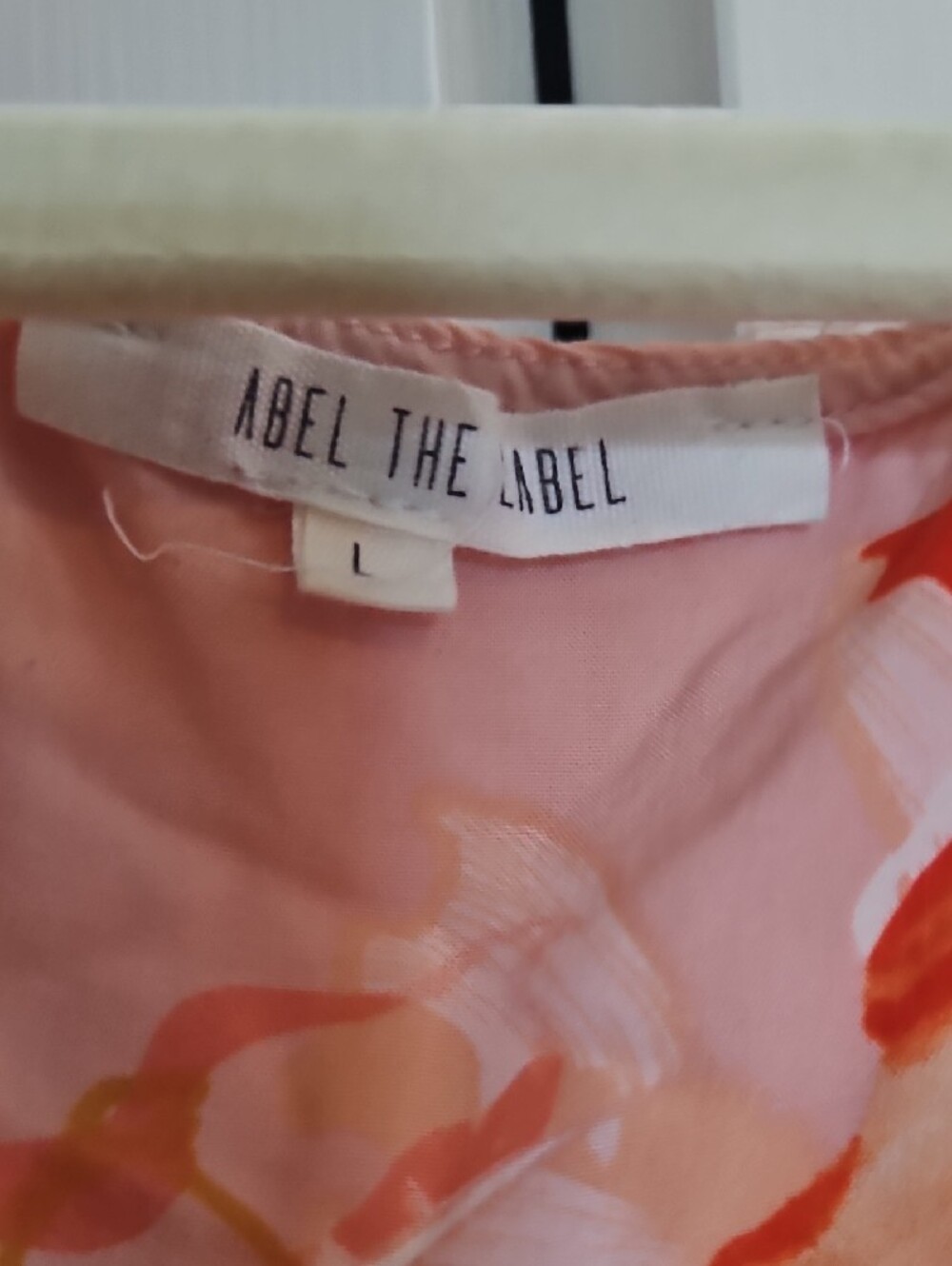 Abel The Label Pink & Orange Floral V-Neck Midi Dress L - Picture 2 of 5